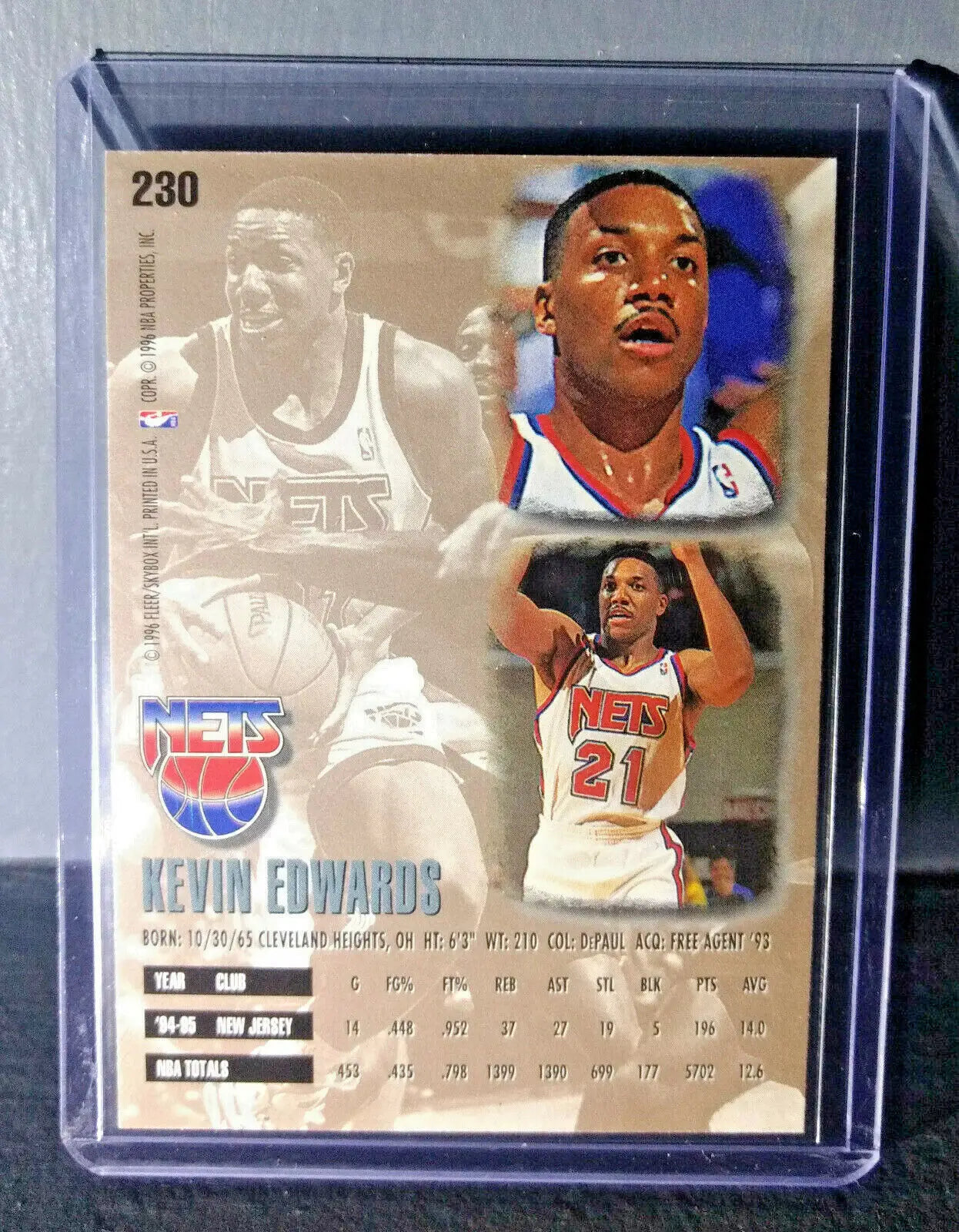 1995-96 Kevin Edwards Fleer Ultra #230 Basketball Card - Basketball Card Single