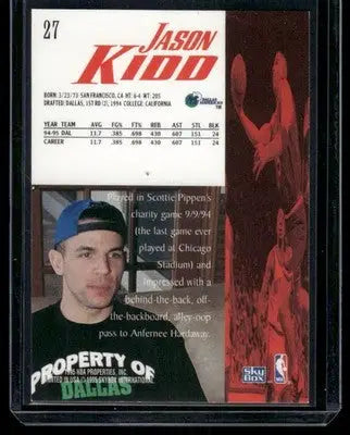 1995-96 SkyBox Premium Jason Kidd #27 Basketball - Basketball Card Single