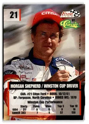 1995 Classic Finish Line Morgan Shepherd #21 Wood Brothers Racing - Racing Card Single