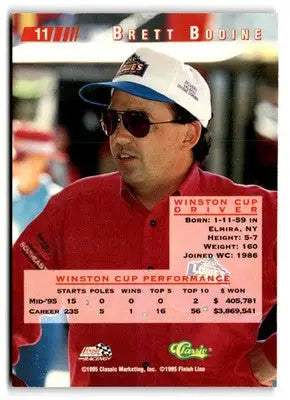 1995 Classic Images Brett Bodine #11 Junior Johnson & Associates - Racing Card Single