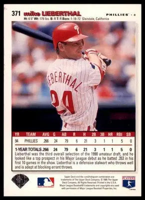 1995 Collector’s Choice Mike Lieberthal 371 Philadelphia Phillies NM - Baseball Card Single