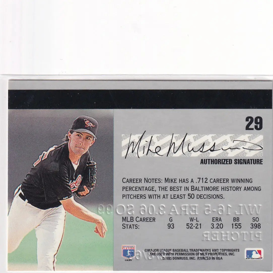 1995 DONRUSS #29 MIKE MUSSINA STUDIO- BALTIMORE ORIOLES - Baseball Card Single