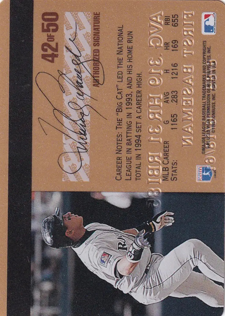 Baseball trading card of player sliding in White Sox uniform from Leaf Studio Baseball Gold
