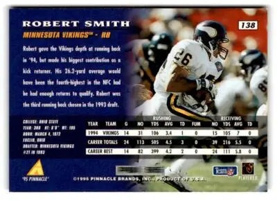 1995 Pinnacle #138 Robert Smith - Football Card Single