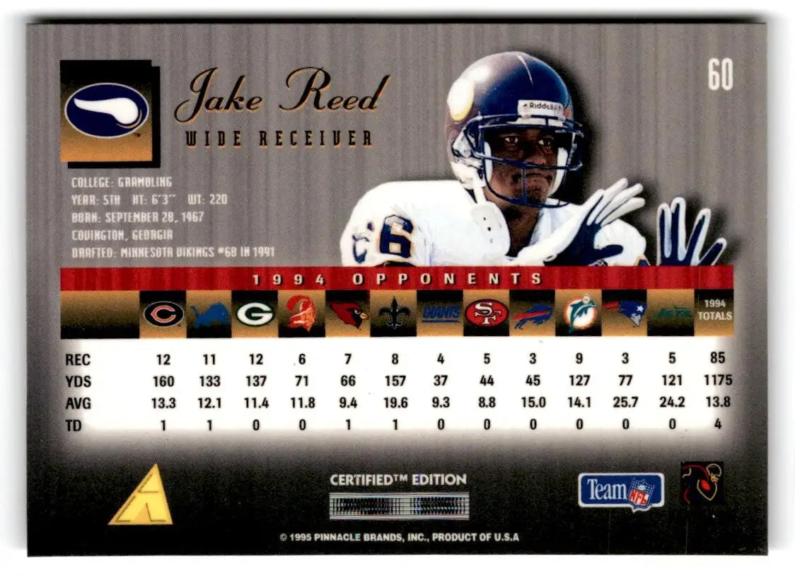 1995 Select Certified #60 Jake Reed - Football Card Single