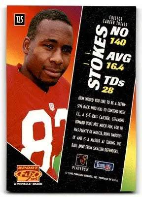 1995 Sportflix #125 J.J. Stokes - Football Card Single