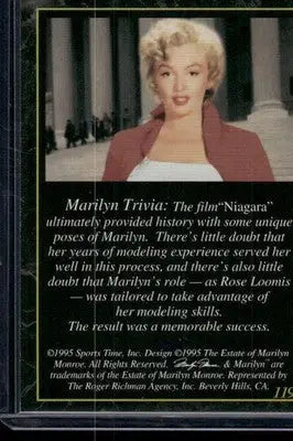 1995 Sports Time Marilyn Monroe Marilyn Monroe #119 - Entertainment Card Single