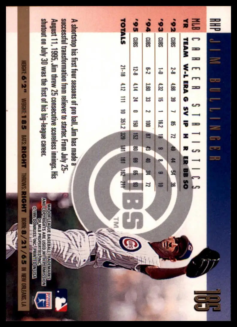1996 Donruss - Press Proofs Jim Bullinger 185 Chicago Cubs NM - Baseball Card Single