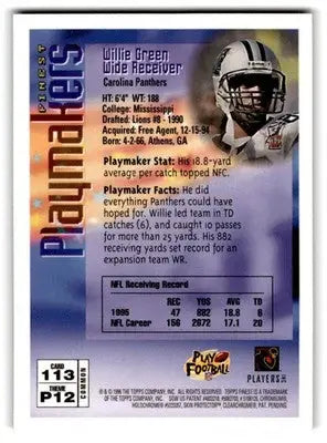 1996 Finest #113 Willie Green - Football Card Single