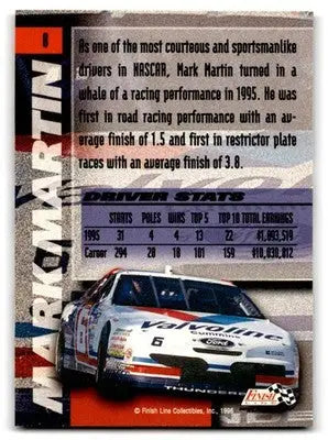 1996 Finish Line #8 Mark Martin - Racing Card Single