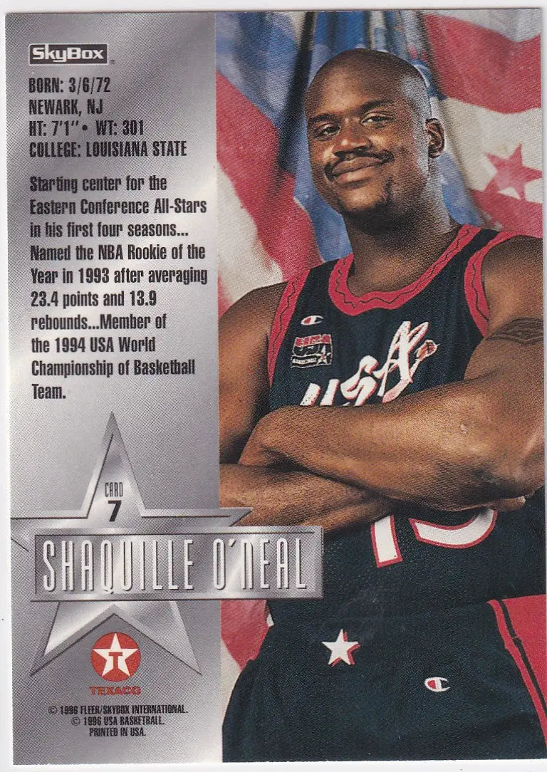 1996 FLEER #7 SHAQUILLE ONEAL USA- LOS ANGELES LAKERS - Basketball Card Single