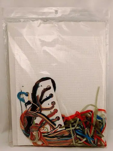 Cross stitch kit in plastic packaging from Janlynn store shelf pulls for embroidery crafts