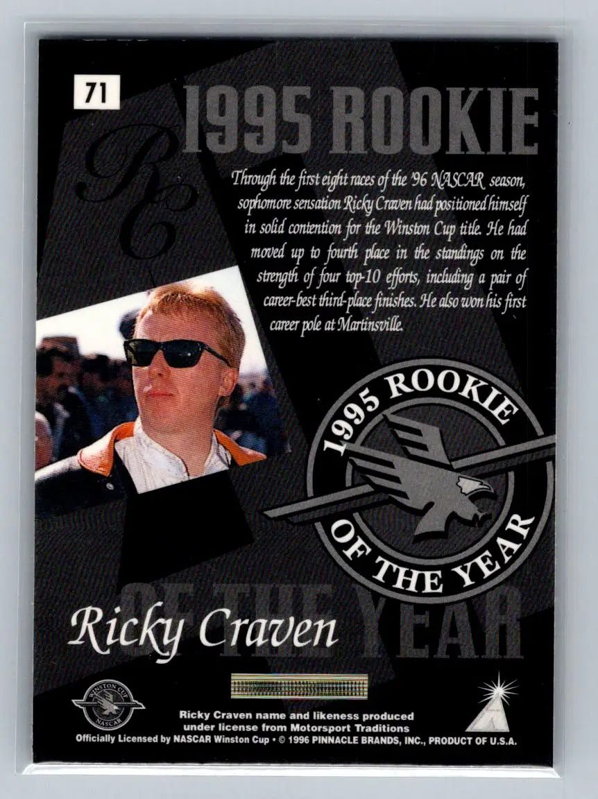 1996 Pinnacle Zenith #71 Ricky Craven Larry Hedrick Motorsports - Racing Card Single