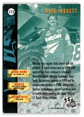 1996 Press Pass Dale Jarrett #115 DAJ Racing Inc. - Racing Card Single