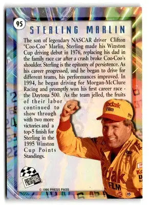 1996 Press Pass Shattered Sterling Marlin #95 Morgan-McClure Racing - Racing Card Single