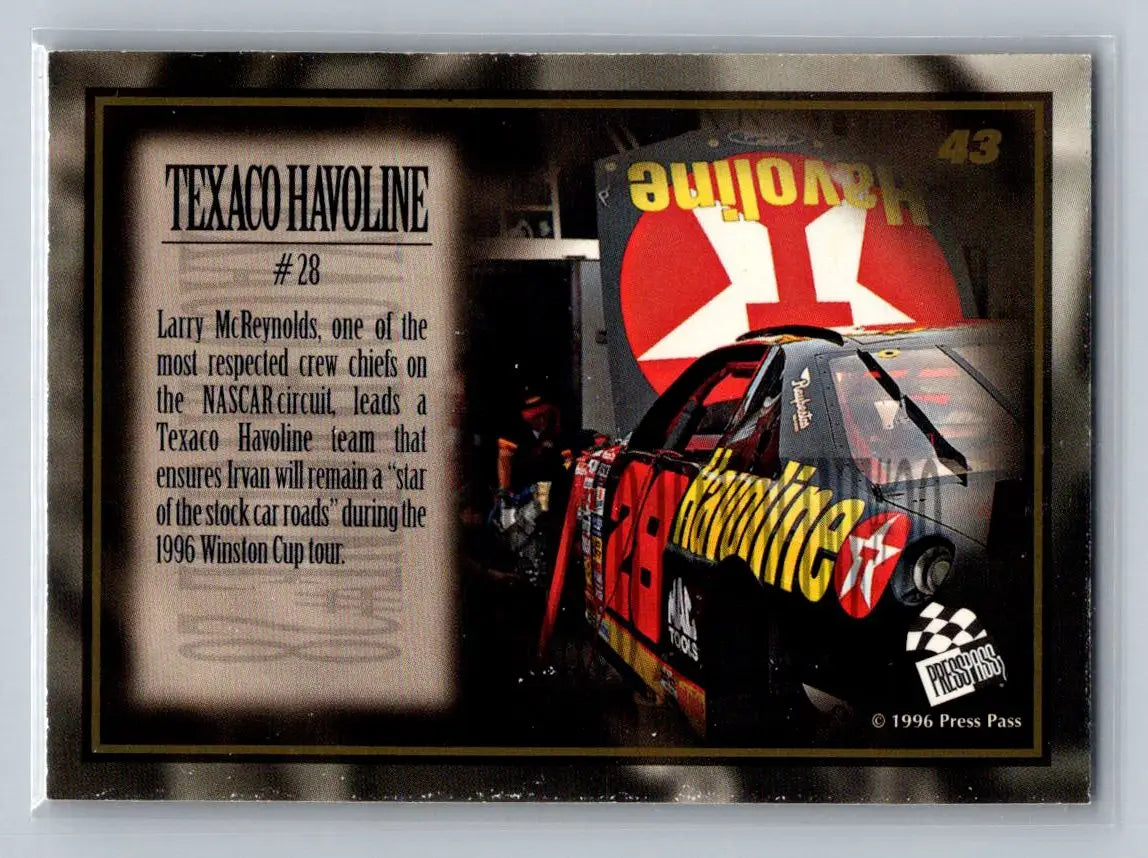 1996 Press Pass VIP #43 #28 Texaco Havoline Robert Yates Racing - Racing Card Single