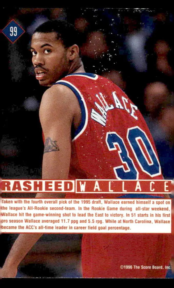 1996 Score Board Rookies #99 Rasheed Wallace - Basketball Card Single