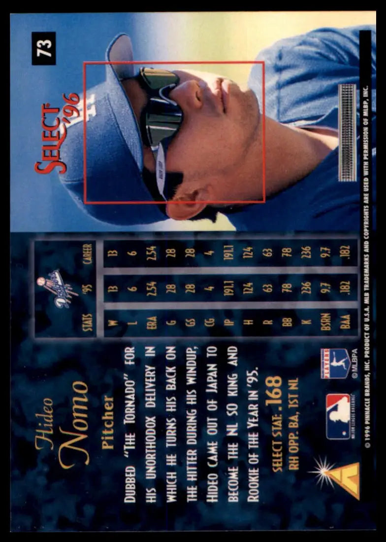 1996 Select Hideo Nomo 73 Los Angeles Dodgers NM - Baseball Card Single