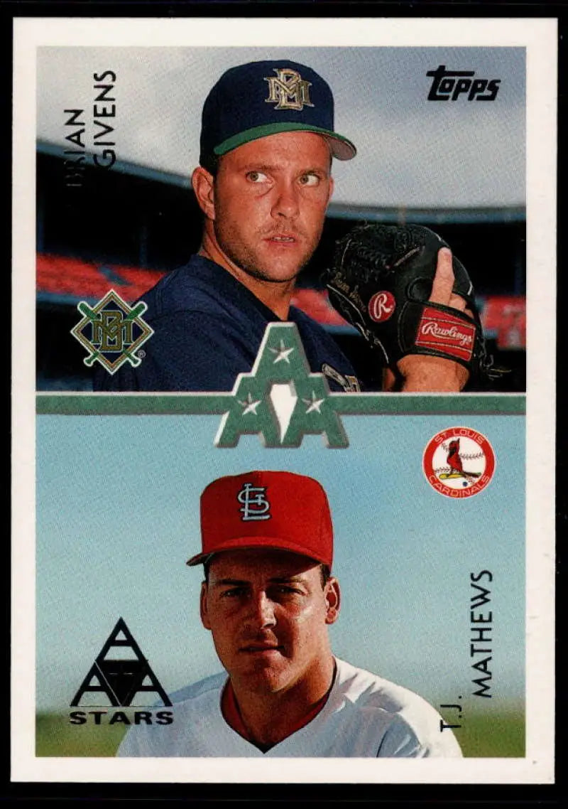 1996 Topps #102 Brian Givens/T.J. Mathews NM-MT Milwaukee Brewers/St. Louis Cardinals Baseball Card - Baseball Card