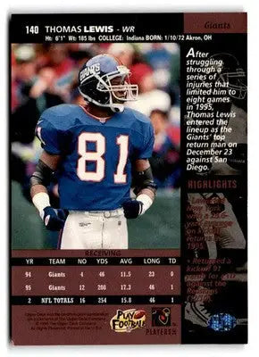 1996 Upper Deck #140 Thomas Lewis - Football Card Single