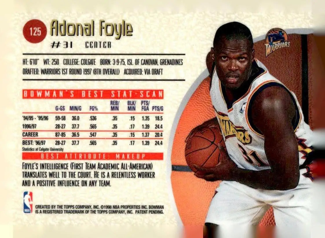 1997-98 Bowman’s Best #125 Adonal Foyle - Basketball Card Single