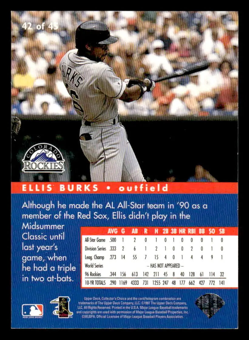 1997 Collector’s Choice #42 Ellis Burks All-Star Connection - Baseball Card Single