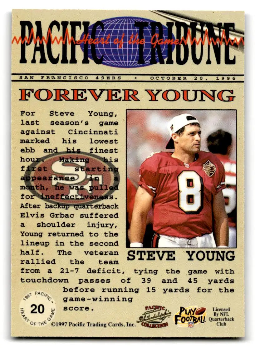 1997 Pacific Philadelphia #20 Steve Young Heart of the Game - Football Card Single