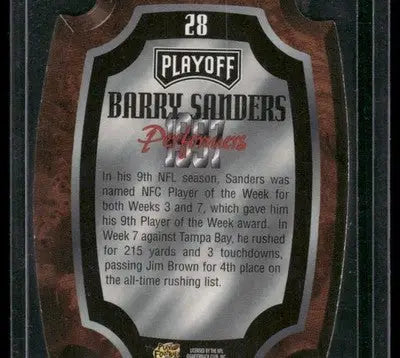 1997 Playoff Performers Barry Sanders #28 Football - Football Card Single