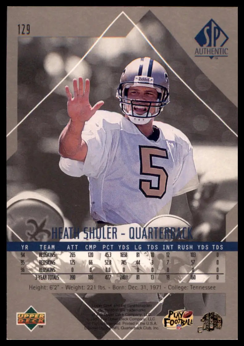 1997 SP Authentic Heath Shuler 129 New Orleans Saints NM - Football Card Single