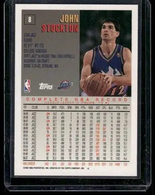 1997 Topps John Stockton #8 Basketball - Basketball Card Single