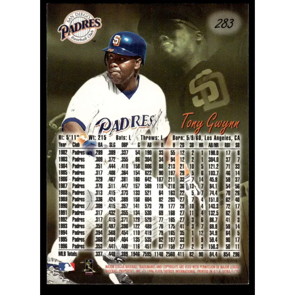 1997 Ultra #283 Tony Gwynn NM/MT San Diego Padres Baseball Card - Baseball Card Single