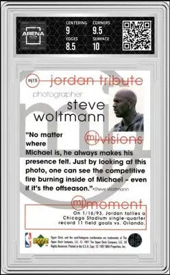 Graded Michael Jordan Tribute trading card from 1997 Upper Deck Michael Jordan series