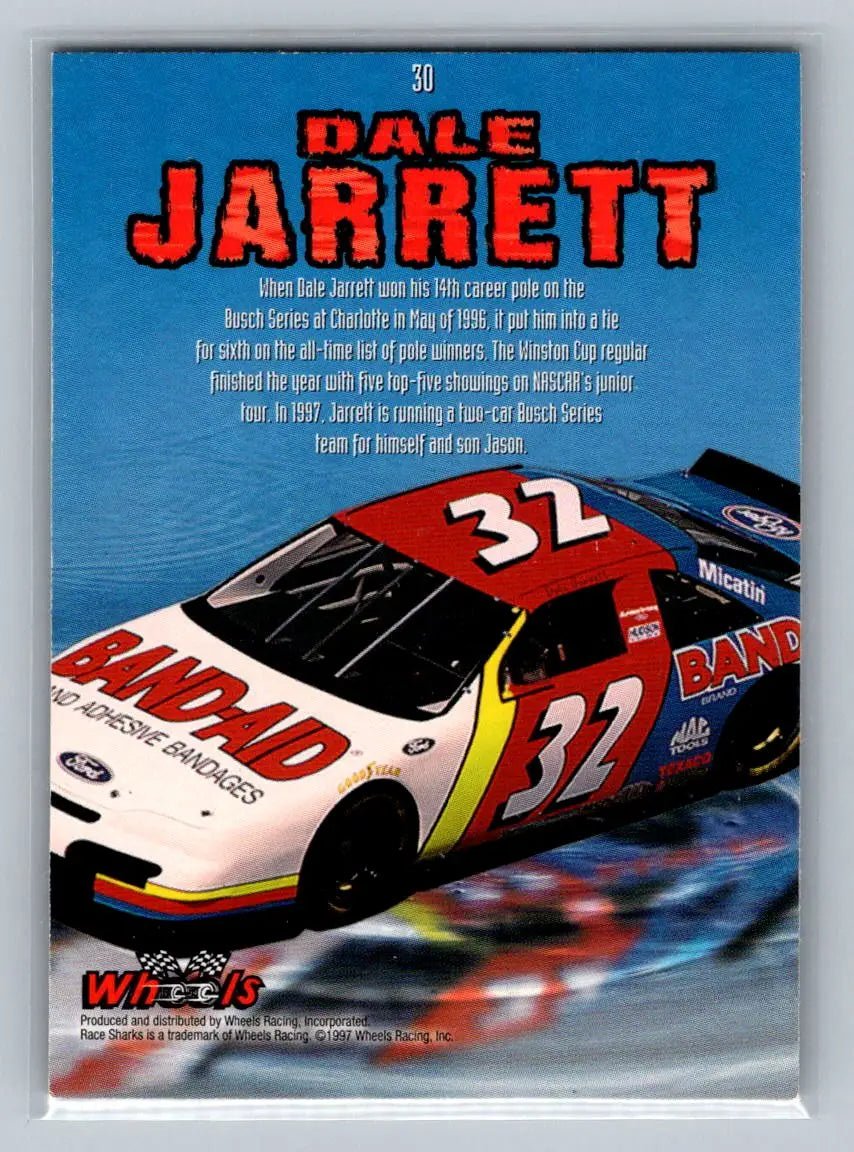 1997 Wheels Race Sharks #30 Dale Jarrett DAJ Racing - Racing Card Single