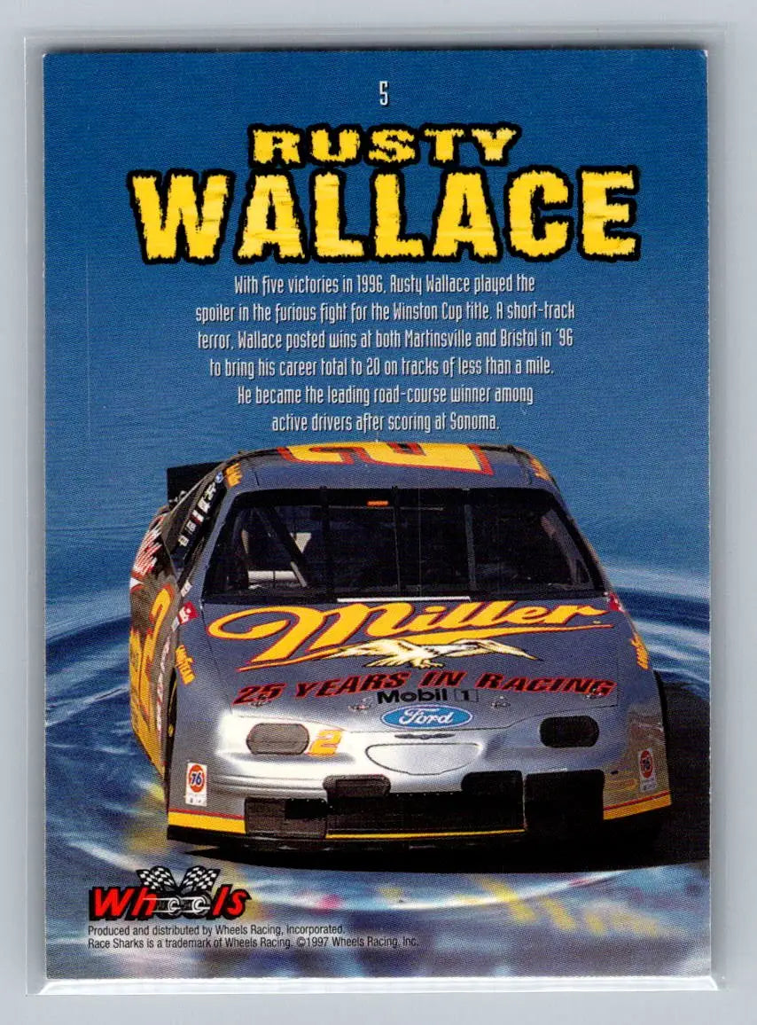 1997 Wheels Race Sharks #5 Rusty Wallace Penske Racing South - Racing Card Single