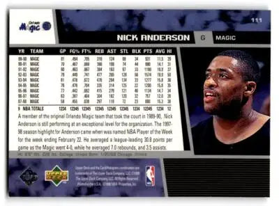 1998-99 Upper Deck #111 Nick Anderson - Basketball Card Single