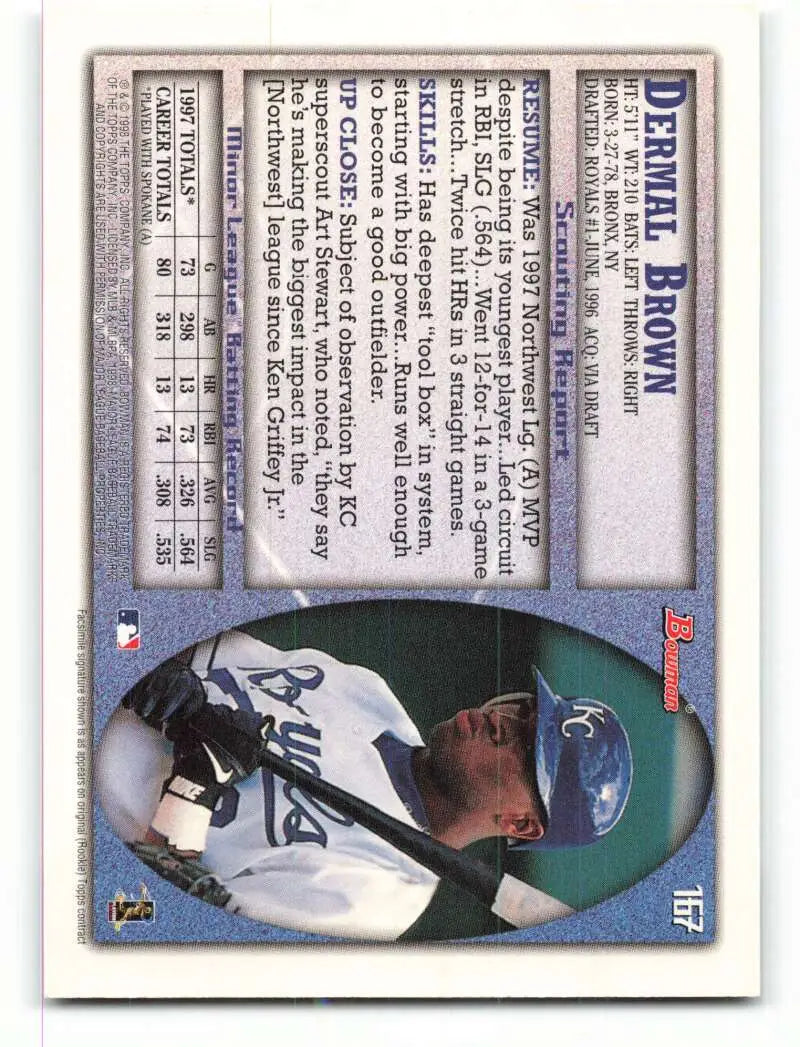 1998 Bowman #167 Dermal Brown EX Excellent Kansas City Royals Baseball Card