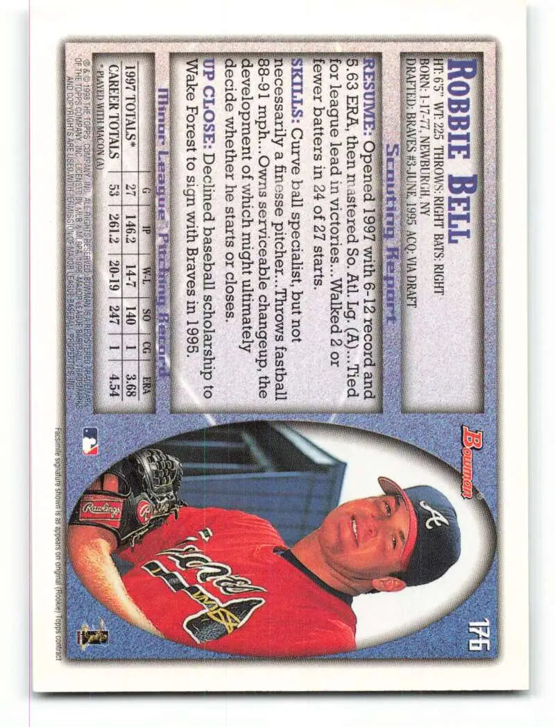 1998 Bowman #176 Rob Bell EX Excellent Atlanta Braves Baseball Card - Baseball Card Single