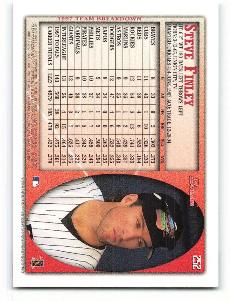 1998 Bowman #252 Steve Finley EX Excellent San Diego Padres Baseball Card - Baseball Card Single