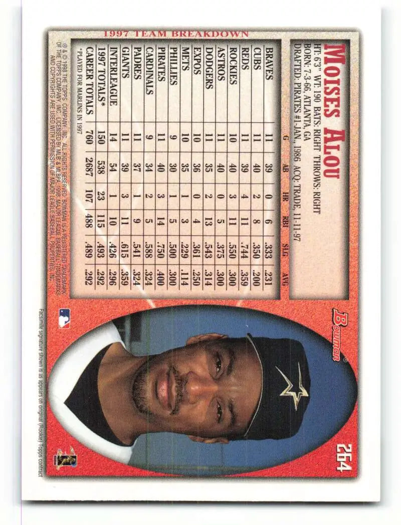 1998 Bowman #264 Moises Alou EX Excellent Houston Astros Baseball Card - Baseball Card Single