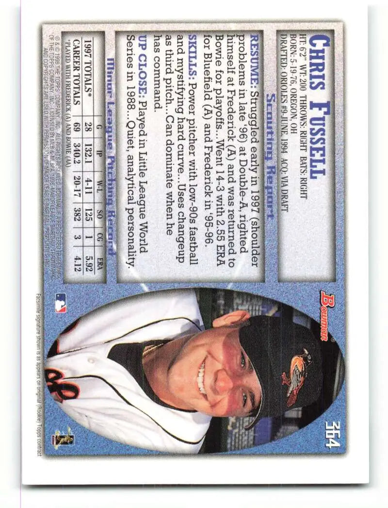 1998 Bowman #364 Chris Fussell EX Excellent Baltimore Orioles Baseball Card - Baseball Card Single