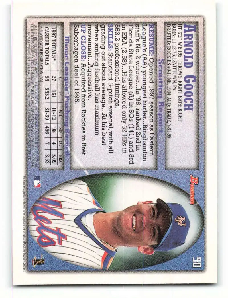 1998 Bowman #90 Arnold Gooch EX Excellent New York Mets Baseball Card - Baseball Card Single