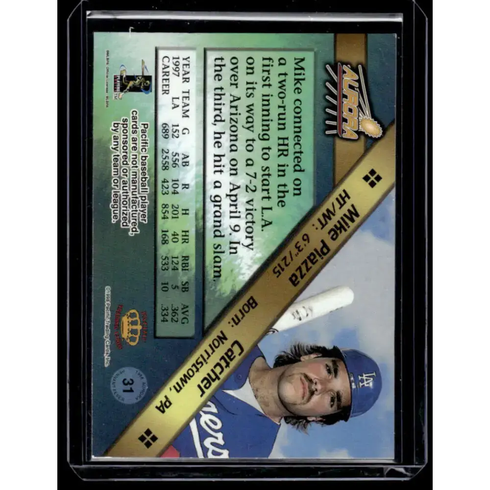 1998 Pacific Aurora #31 Mike Piazza EX/NM Los Angeles Dodgers Baseball Card - Baseball Card Single