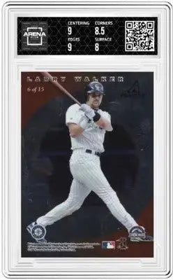 Graded Larry Walker baseball card from Pinnacle Plus Ken Griffey Jr Team Pinnacle Arena Club