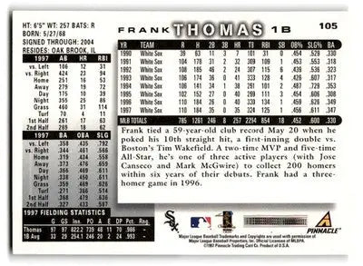 1998 Score #105 Frank Thomas - Baseball Card Single