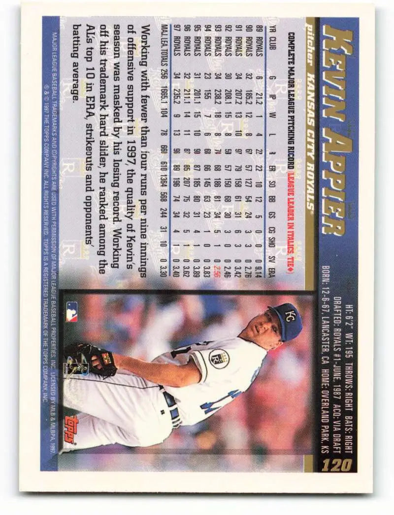 1998 Topps #120 Kevin Appier NM-MT Kansas City Royals Baseball Card - Baseball Card Single