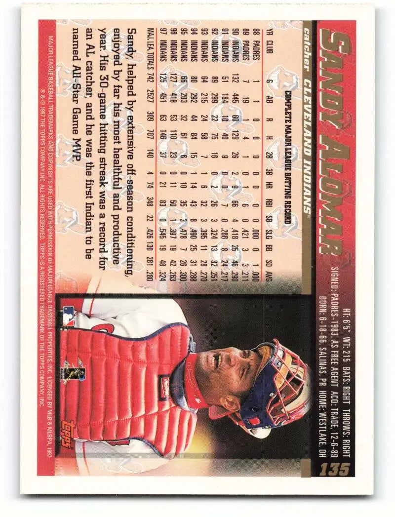 1998 Topps #135 Sandy Alomar Jr. NM-MT Cleveland Indians Baseball Card - Baseball Card Single