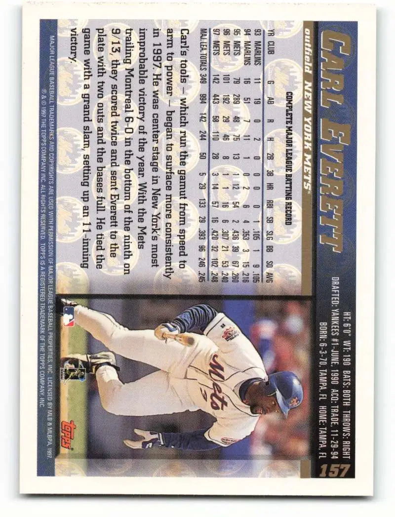 1998 Topps #157 Carl Everett NM-MT New York Mets Baseball Card - Baseball Card Single