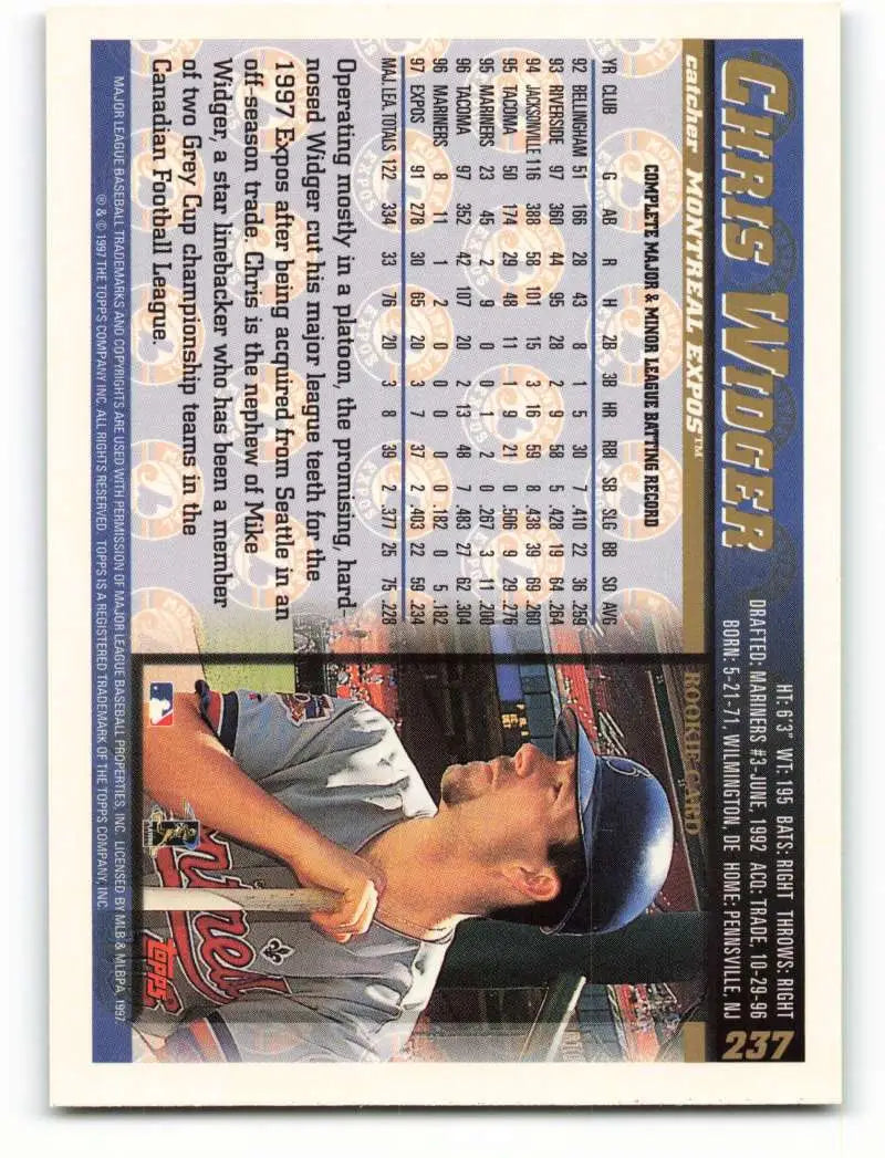 1998 Topps #237 Chris Widger NM-MT Montreal Expos Baseball Card - Baseball Card Single