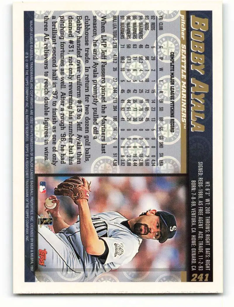 1998 Topps #241 Bobby Ayala NM-MT Seattle Mariners Baseball Card - Baseball Card Single