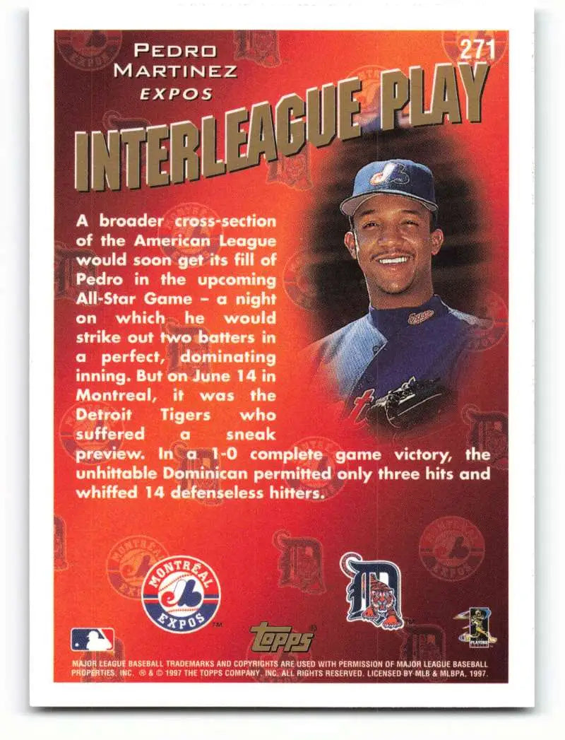 1998 Topps #271 Pedro Martinez NM-MT Montreal Expos Baseball Card - Baseball Card Single
